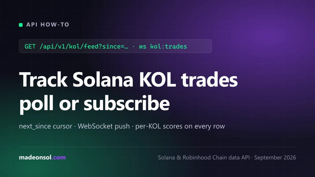 How to Track Solana KOL Wallet Trades via API: since-Cursor Polling or WebSocket Push (2026)