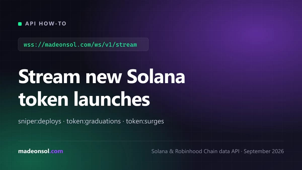 How to Stream New Solana Token Launches over WebSocket: Deploys, Graduations, Surges (2026)