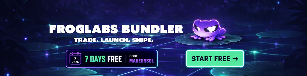 Froglabs Bundler — Trade. Launch. Snipe. 7 days free with code MADEONSOL