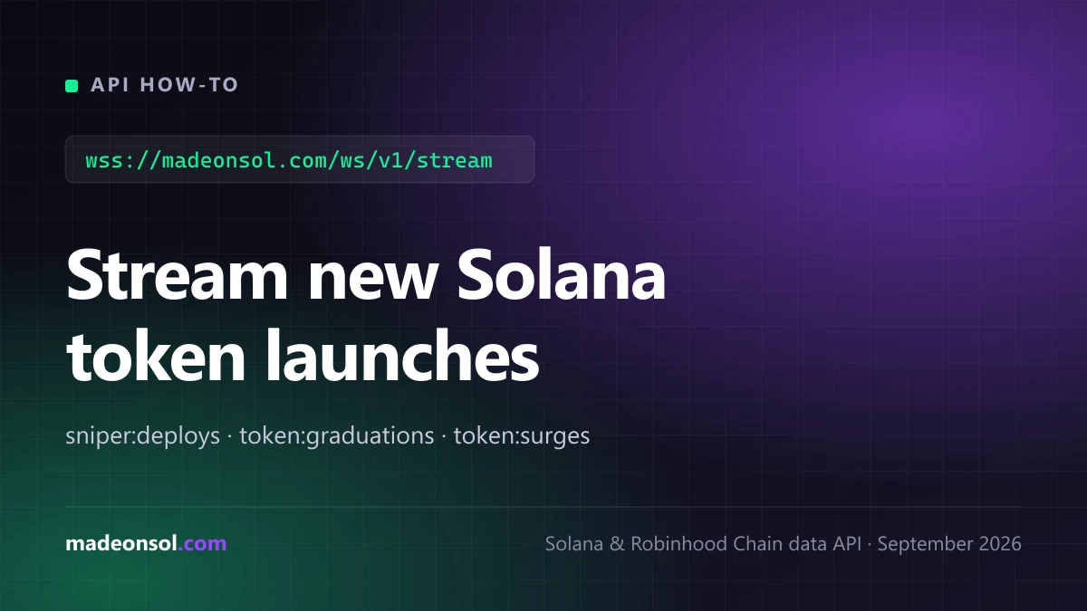 How to Stream New Solana Token Launches over WebSocket: Deploys, Graduations, Surges (2026)